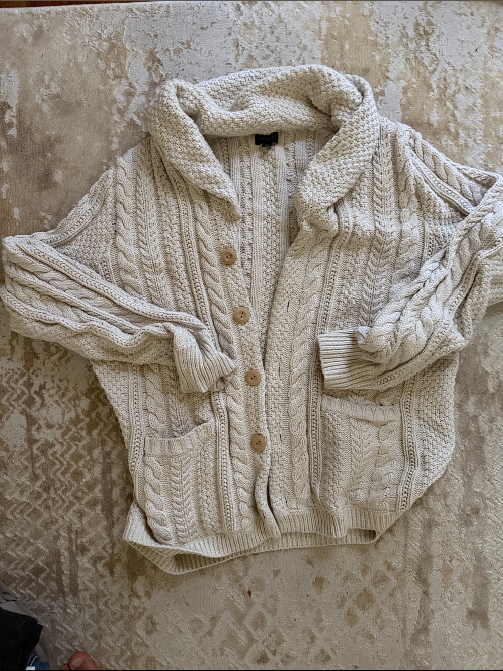J. Crew Cream Cable Knit Shawl Collar Cardigan